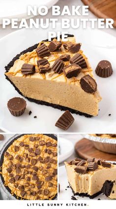 no bake peanut butter pie with chocolate chips on top