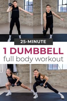 this is an image of a woman doing the dumbbell full body workout for her