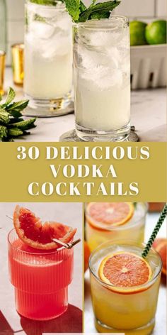 various cocktails and drinks with the title 30 delicious vodka cocktails