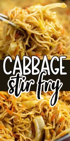 cabbage stir fry in a pan with the title above it