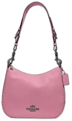 Luxury Pink Pebbled Leather Bag, Classic Pink Textured Leather Bags, Classic Pink Textured Leather Shoulder Bag, Pink Textured Leather Shoulder Bag For Travel, Modern Pink Textured Leather Bag, Coach Pink Bags With Silver-tone Hardware, Pink Pebbled Leather Bag For Everyday, Pink Pebbled Leather Bag For Daily Use, Pink Pebbled Leather Bag For Everyday Use