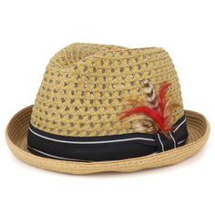 PRICES MAY VARY. Cool summer style paper straw fedora hat for all Spring and Summer outings Crushed and ventilated crown measures 4.5 inches deep, upturned brim measures 1.7 inches wide Crown of hat is accented with a striped ribbon hat band and feather Fitted with an inner elastic sweatband 3 different sizes available; M(56CM), L(58CM) and XL(60CM) Armycrew Cool Lightweight Paper Straw Fedora Hat with Feather and Ribbon Band. 100% Paper Straw. Cool summer style paper straw fedora hat for all Sp Casual Paper Straw Fedora With Short Brim, Short Brim Paper Straw Hat For Spring, Casual Fedora Hat Band In Paper Straw, Casual Fedora Hat Band Made Of Paper Straw, Spring Short Brim Paper Straw Hat, Short Brim Panama Hat In Paper Straw For Spring, Spring Panama Hat With Short Brim In Paper Straw, Spring Paper Straw Hat With Short Brim, Brown Paper Straw Fedora For Spring