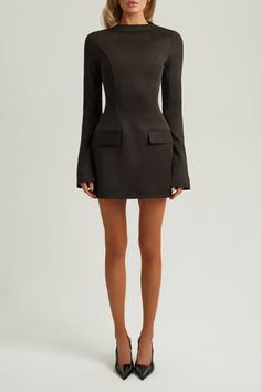 Heiress Beverly Hills, Pocket Detail, Black Long Sleeve, Beverly Hills, High Neck, Dress Outfits, Lookbook, A Line, Prom