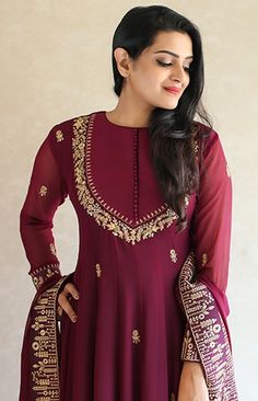 Dress With Dupatta, Anarkali Dress Pattern, Kurti Neck, Dress Neck Designs