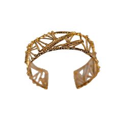 Wide Gold Plated Bronze "twig" Bracelet By Franck Evennou, France, 2018 Luxury Hand Cast Bronze Bracelets, Bronze Intricate Design Bangle Bracelet, Luxury Bronze Brass Bracelets, Luxury Bronze Statement Bracelets, Luxury Bronze Statement Cuff Bracelet, Twig Bracelet, Modern Bracelets, Lost Wax