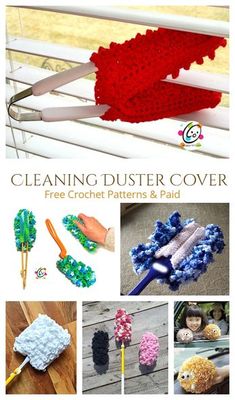 the book is about cleaning duster covers with crochet patterns and yarns