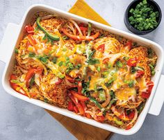 Recipe for Mexican Chicken & Rice Bake Mexican Chicken Rice, Rice Bake Recipes, Chicken Rice Bake, Mexican Chicken And Rice, Meal Replacement Bars, Rice Bake, Frozen Appetizers, Grocery Shopping List, Italian Meats