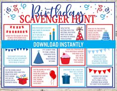 a printable scavenger hunt for birthdays