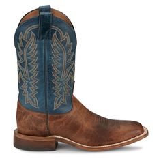 The Poston Cowboy Boots feature a royal navy top with amber brown vamp, and Justin's signature J-flex comfort system insole. $274.95 Square Toe Cowboy Boots, Modern Cowboy, Heeled Rain Boots, High Heel Rain Boots, Amber Brown, Men’s Boots, Justin Boots, Shoe Boot Sandals, Backpack Tote Bag