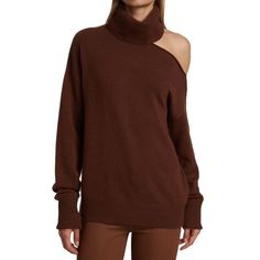 Crafted Of Wool-Blend, This Turtleneck Sweater Is Designed With A Shoulder Cut-Out. * Turtleneck * Long Sleeves * Shoulder Cut-Out Detail * Pullover Style * Wool/Nylon * Hand Wash * Imported Size & Fit * About 24.5" From Shoulder To Hem * Model Shown Is 5'10" (177cm) Wearing Us Size Small Shoulder Cut, Shoulder Sleeve, Turtleneck Sweater, Pullover Styling, Dark Brown, Wool Blend, Scoop Neck, Cut Out, Sweaters For Women