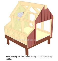 a chicken coop is shown with the measurements for it's roof and side walls