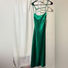 Green Long Dress , Open From The Back , Can Be Worn For A Special Occasion Green Long Slip Dress For Party, Green Summer Evening Slip Dress, Green Maxi Length Evening Slip Dress, Green Sheer Maxi Length Dress, Sheer Robe Green, Green Long Dress, Long Green Dress, The Back, Green Dress