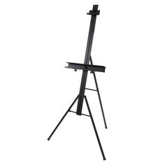 a black easel on a white background