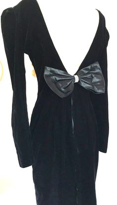 Black Velvet Party Dress Vintage 80s Plunge Back Shoulders 6 FLAW Cocktail wave | eBay Vintage Backless Party Dress, Fitted Retro Mini Dress For Parties, Vintage Long Sleeve Mini Dress For Party, Retro Long Sleeve Mini Dress For Party, Vintage V-neck Mini Dress For Party, Vintage V-neck Mini Dress For Formal Occasions, Retro V-neck Mini Dress For Parties, Velvet Party Dress, Structured Shoulder