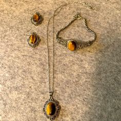 Tigers Eye 3 Piece Set Of Costume Jewelry/ Nwot / See Pics Tigers Eye Jewelry, Costume Jewelry Sets, Tiger Eye Jewelry, Tigers Eye Necklace, Brown Silver, Tigers Eye, Eye Jewelry, Eye Necklace, Necklace Bracelet