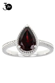 1.62ct Pear Shape Vermelho Garnet��� Rhodium Over Sterling Silver Ring. Measures approximately .50"L x .37"W. Not sizeable. Red Garnet, Pear Shape, Pear Shaped, Sterling Silver Ring, Garnet, Silver Ring, Sterling Silver Rings, Pear, Silver Rings