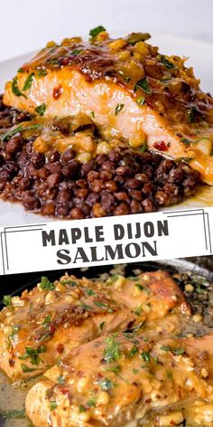 Best Maple Dijon Salmon recipe ever -- pan-seared salmon with an easy, flavorful sauce! You'll have it on the table in just a few minutes and it's SO good! This easy maple dijon salmon (air fryer option) is sure to be one of your new favorite winter dinner recipes! Maple Dijon Salmon, Maple Salmon Recipes, Salmon Air Fryer, Oven Baked Salmon Recipes, Salmon Recipes Oven, Dijon Salmon, Best Salmon Recipe, Salmon Recipes Pan Seared, Dijon Sauce