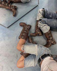 Buckle Boots Outfit, Brown Biker Boots, Biker Boots Outfit, Brown Buckle Boots, Fancy Shoes, Buckle Boots, Biker Boots, Motorcycle Boots