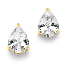 PRICES MAY VARY. LUXURY STYLE: Mariell's Glistening Cubic Zirconia Pear Shaped Stud Solitaires, 14 Karat Gold Plated 3-Prong-Setting, Each Solitaire Earring is 2 Carat Size, measures 3/8" high x 1/4" w PERFECT SIZE: Genuine 14KT Gold Plating with the Look of Fine Jewelry, Posts with Comfort Disc Backs QUALITY DESIGN: Finest Quality Cubic Zirconia with Precision-Cut Facets for Diamond-like Brilliance MADE WITH LOVE: Designed, Manufactured and Packaged by Mariell, a USA-Based Woman Owned Company R Gold Bridal Earrings, Solitaire Earrings, Womens Earrings Studs, Gold Clips, Stud Jewelry, Cubic Zirconia Earrings, Cz Earrings, Zirconia Earrings, Diamond Stud