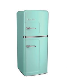 an old fashioned refrigerator with two doors on each side