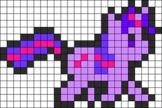 a cross stitch pattern with squares and dots in purple, pink, and black colors