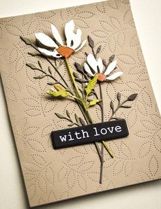 a close up of a card with flowers on it