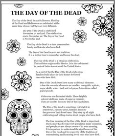 the day of the dead poem with skulls and flowers