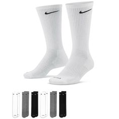 PRICES MAY VARY. Six(6) Pairs Nike Everyday Plus Sweat-wicking fabric Sweat-wicking fabric pulls perspiration away from the skin to help keep your feet stay dry and comfortable The high-friction yarn in the footbed of these Nike athletic socks helps reduce slippage so you can power through your workouts Nike crew socks have a crew silhouette providing a comfortable fit around the calf that won't slip during workouts Breathability up top help keep your feet dry and cool to help push you through t Puma Cali White, Nike Crew Socks, Inline Hockey, Zapatillas New Balance, Street Hockey, Nike Socks, Baskets Adidas, Nike Training, Top Drawer