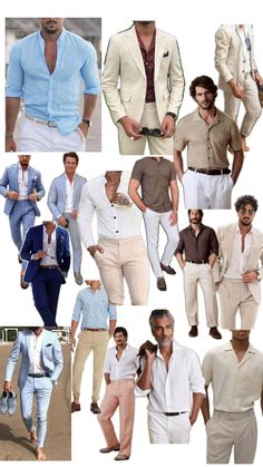 men's clothing collage with multiple pictures of different types of clothes and colors