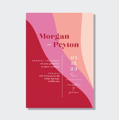 a red and pink brochure with the words morgan and pyeton on it