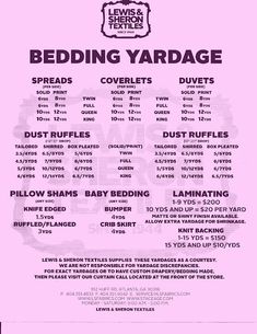 the bedding yardage flyer is shown in pink