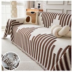 an image of a couch with pillows on it and the text, how to make a sofa cover?