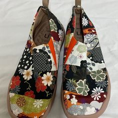 U In Story, Floral Wild Print Shoe Casual Multicolor Slip-on Loafers, Multicolor Casual Slip-on Loafers, Multicolor Slip-on Casual Loafers, Multicolor Casual Flat Loafers, Casual Multicolor Loafers With Round Toe, Casual Multicolor Loafers For Spring, Spring Multicolor Slip-ons With Rubber Sole, Multicolor Slip-ons With Round Toe For Spring, Casual Multicolor Closed Toe Slip-ons