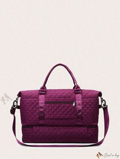 Bird in Bag - Efficient Pink Expandable Luggage Storage Bag: Lightweight, Foldable, and Ideal for Traveling - Weekend Getaways, Overnight Trips, and Hospital Stays - Versatile Quilted Puffer Shoulder Bag with Crossbody Option Rectangular Purple Travel Bag For On-the-go, Large Capacity Purple Nylon Bag, Everyday Purple Rectangular Travel Bag, Rectangular Purple Duffle Bag For Everyday Use, Rectangular Purple Duffle Bag, Purple Rectangular Duffle Bag For Travel, Rectangular Purple Duffle Bag For Travel, Luggage Storage Bag, Mens Toiletry Bag