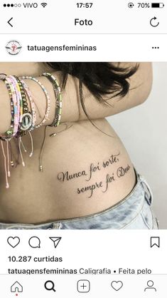 the back of a woman's stomach with an inscription on it that says, i love