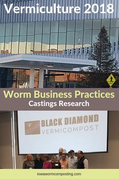 a group of people standing in front of a screen with the words worm business practices casting research