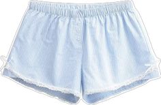 Stripe Ribbon Bow Lace Pajama Boxer Shorts / Blue Stripes Small Striped Cotton Pajama Shorts For Pajama Party, Casual Striped Short Sleepwear, Cotton Short Bottoms For Bedtime, Casual Blue Sleepwear With Lace Trim, Cotton Shorts With Lace Trim For Daywear, Cotton Lace Trim Shorts For Daywear, Striped Pajama Shorts For Loungewear, Casual Blue Lace-trim Sleepwear, Cotton Lace Trim Pajama Bottoms