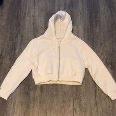 White Cropped Zip Up Hoodie, Hoodie With Zipper, Cropped Zip Up Hoodie, Cropped Zip Up, Crop Hoodie, Shein Tops, White Crop, Zip Up Hoodie, White Tops