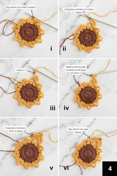 instructions to crochet a sunflower