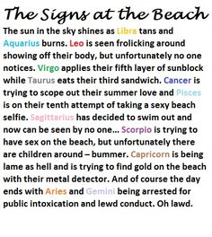 the signs at the beach are written in different colors and font on a white background