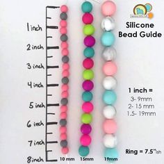 the bead guide is shown with two different beads and one measuring ruler for each bead