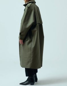 Organic Cotton Trench Coat Almuth Trench Coat Pattern, Cotton Trench Coat, Coat Pattern Sewing, Coat Patterns, Casual Fits, High Collar, Get Dressed, Double Breasted, Dark Green