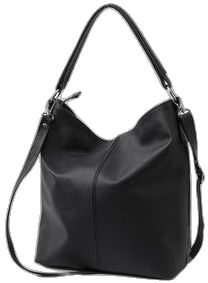 Modern Hobo Shoulder Bag With Leather Backing, Modern Leather-backed Hobo Shoulder Bag, Modern Rectangular Hobo Bag With Leather Backing, Elegant Bucket Bag With Leather Backing For Everyday Use, Elegant Leather Hobo Crossbody Bag, Everyday Tote Bag, Black Leather Handbag, Hobo Bags, Everyday Tote