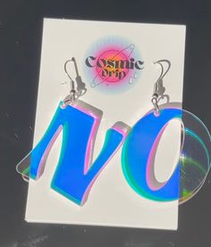 Let your earrings speak for you so you can conserve your energy. We all need to say "NO" sometimes! - Made with stunning iridescent acrylic!- Earrings coloring changes depending on how light is hitting them (see all pictures)- Earring hooks are stainless steel, nickel-free, and hypoallergenic- Rubber backing included Fairy Festival, Festival Earrings, Rave Festival, Star Children, Acrylic Earrings, Fun Earrings, Cute Earrings, All Pictures, Cute Tattoos