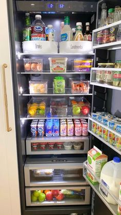 an open refrigerator filled with lots of food