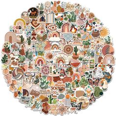 an image of many different stickers in the shape of a flower and plant pot