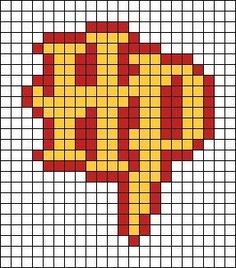 a cross stitch pattern that looks like the iron man symbol, with red and yellow squares