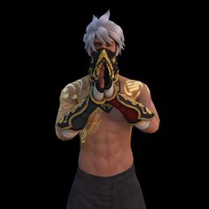 an animated man with white hair and tattoos