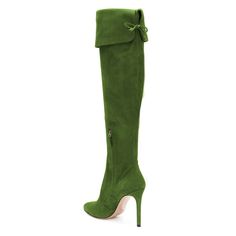 null Fitted Green Knee-high Boots, Fitted Green Knee-high Boots For Parties, Green Fitted Thigh-high Boots, Green Knee-high Heeled Boots, Chic Green Heeled Boots For Winter, Green Fitted High Heel Knee-high Boots, Green Fitted Boots For Formal Occasions, Formal Fitted Green Boots, Formal Green Fitted Boots