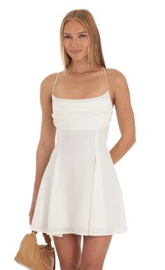 A-Line Dress in White | LUCY IN THE SKY Summer Mini Dress, Lucy In The Sky, Party Dress Short, Dress Spaghetti, Dress With Tie, Mini Dresses Summer, Party Gowns, Sleeveless Mini Dress, Dress Sleeveless